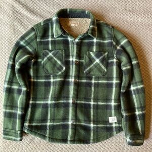 Green Plaid Kids Fleece Jacket